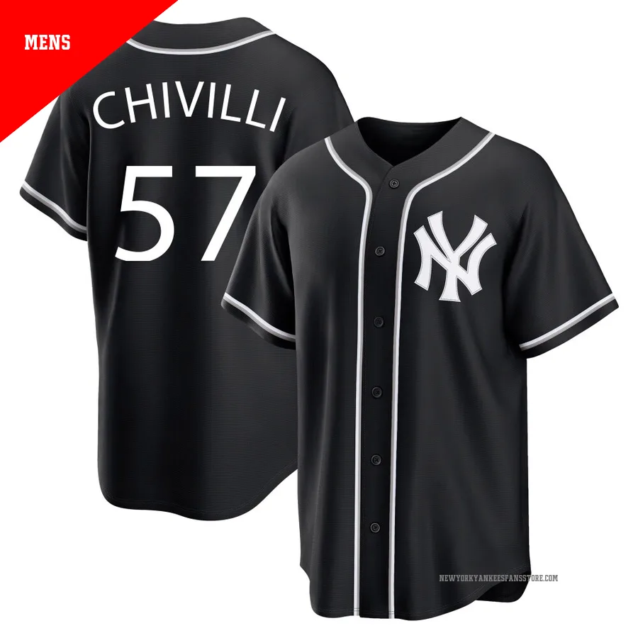 Men's New York Yankees Angel Chivilli ＃57 Black Replica Fashion Out Jersey