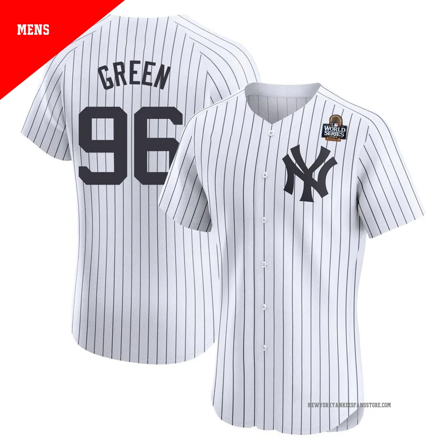 Men's New York Yankees Austin Green ＃96 White Elite Home 2024 World Series Jersey