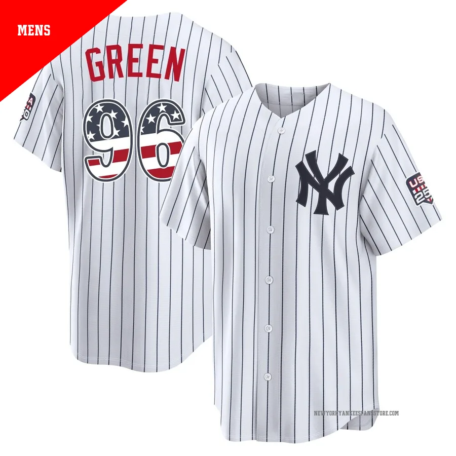 Men's New York Yankees Austin Green ＃96 White Limited USA 250 Fourth Of July Home Stadium Jersey
