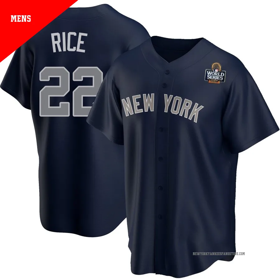 Men's New York Yankees Ben Rice ＃22 Navy Replica Alternate 2024 World Series Jersey