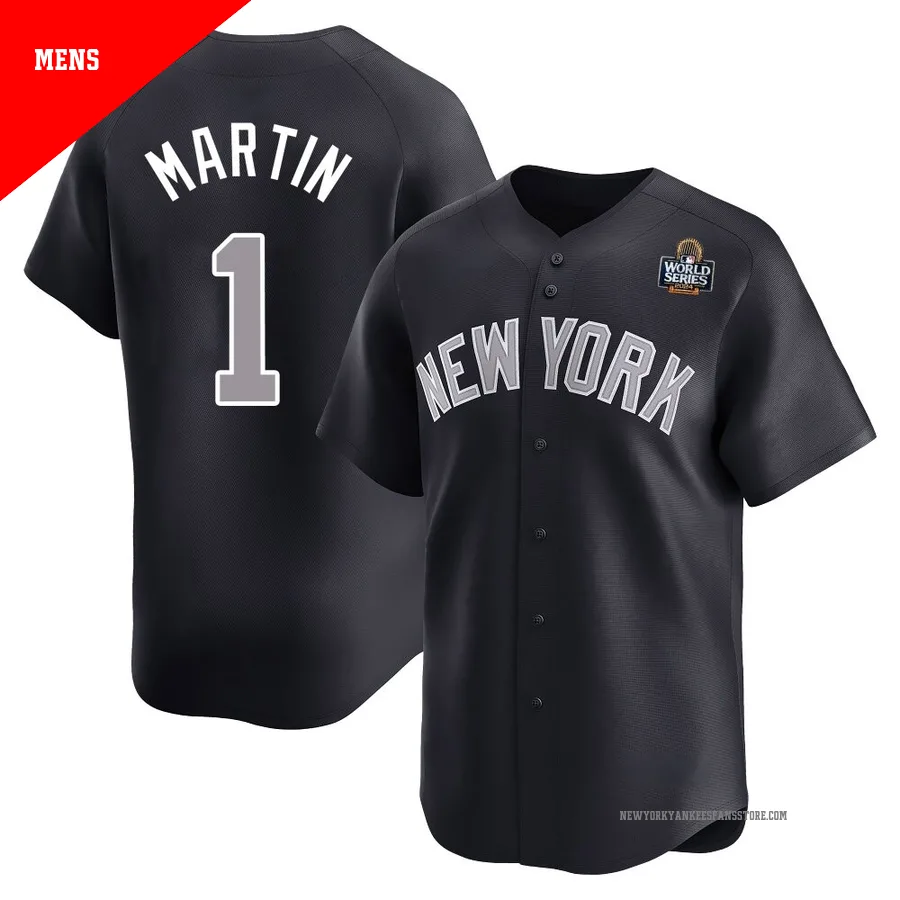Men's New York Yankees Billy Martin ＃1 Navy Limited Alternate 2024 World Series Jersey