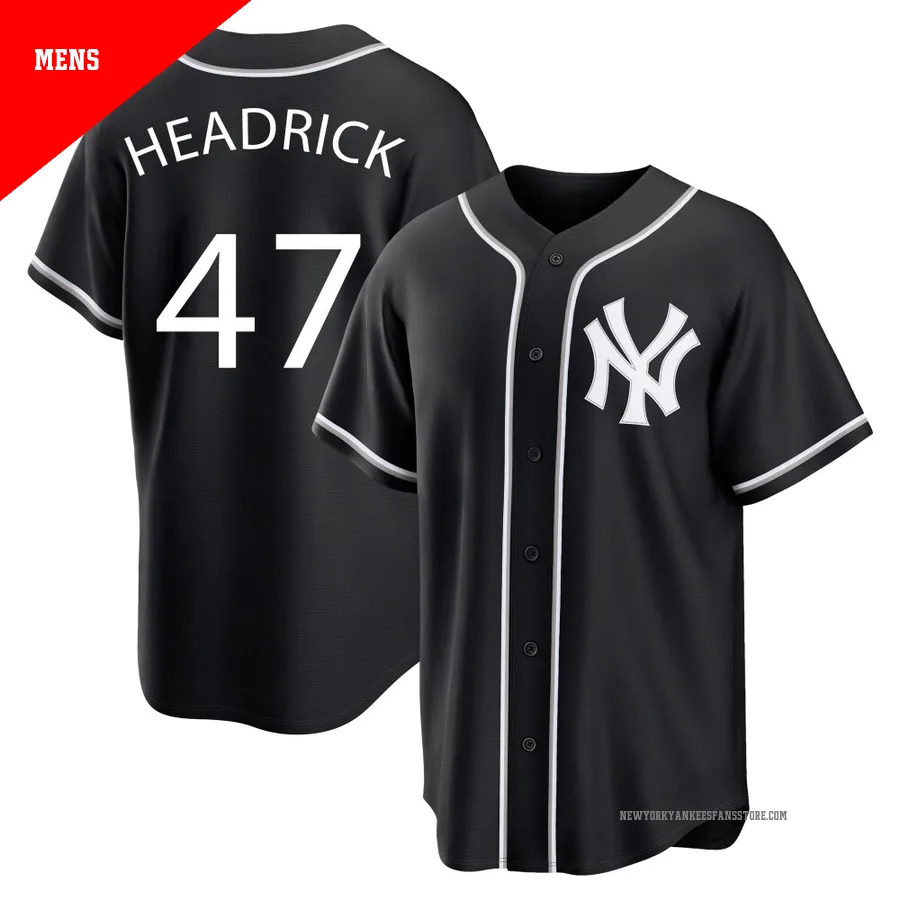 Men's New York Yankees Brent Headrick ＃47 Black Replica Fashion Out Jersey