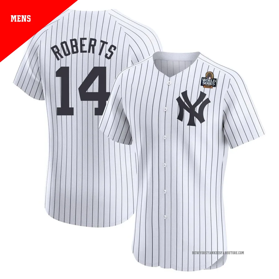 Men's New York Yankees Brian Roberts ＃14 White Elite Home 2024 World Series Jersey