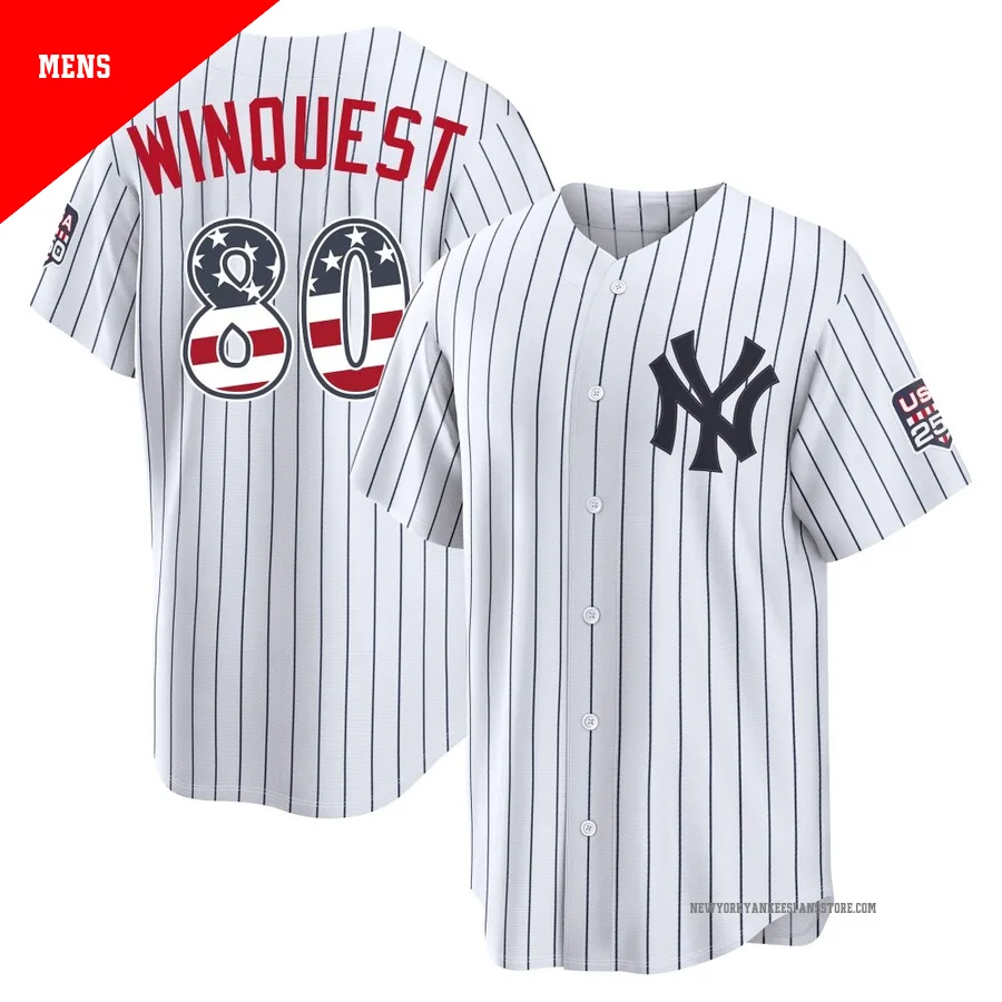 Men's New York Yankees Cade Winquest ＃80 White Limited USA 250 Fourth Of July Home Stadium Jersey