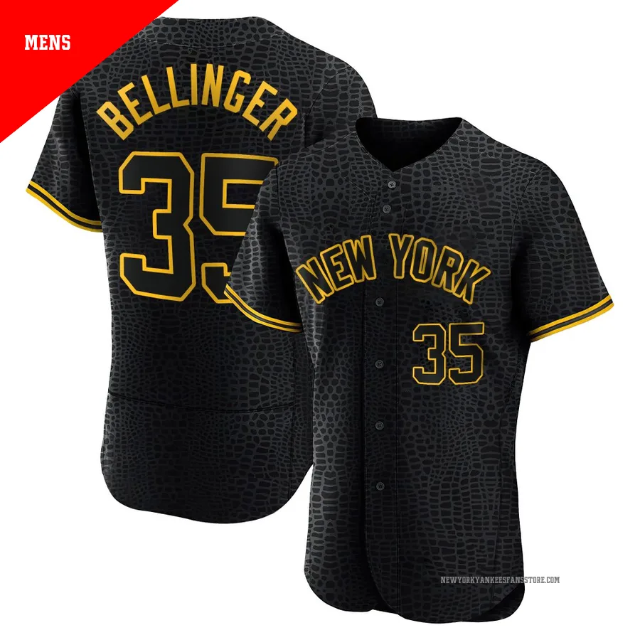 Men's New York Yankees Cody Bellinger ＃35 Black Authentic Snake Skin City Jersey