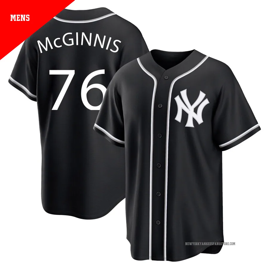 Men's New York Yankees Connor McGinnis ＃76 Black Replica Fashion Out Jersey