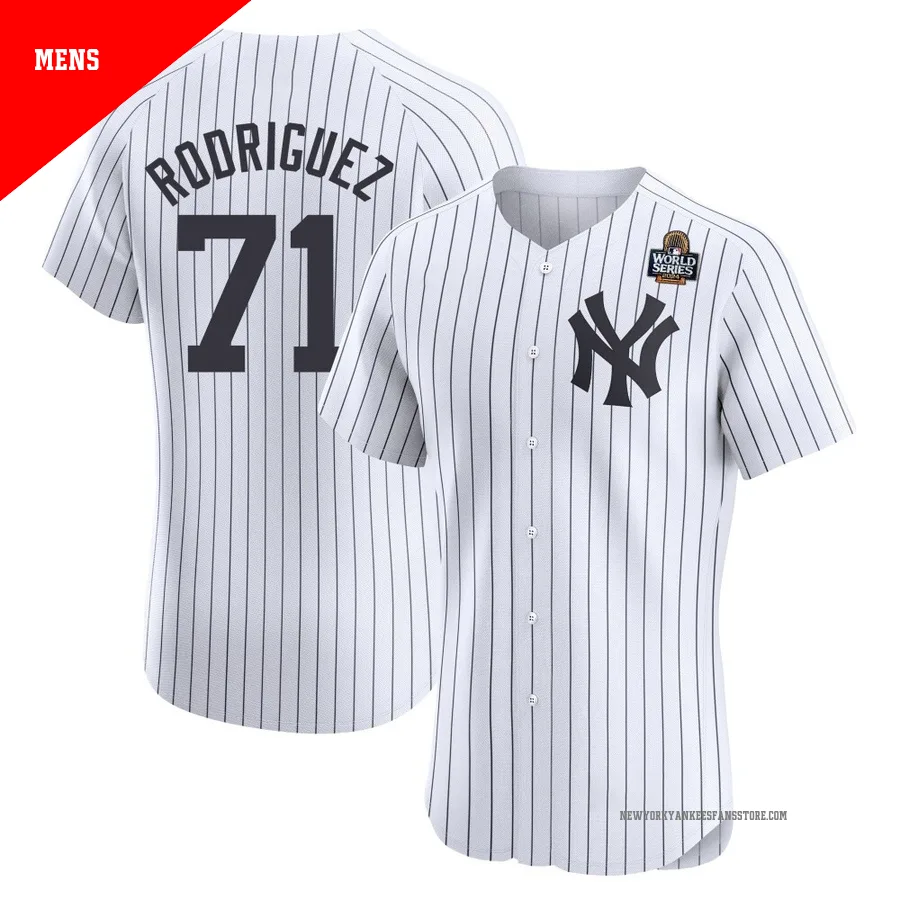 Men's New York Yankees Elmer Rodriguez ＃71 White Elite Home 2024 World Series Jersey
