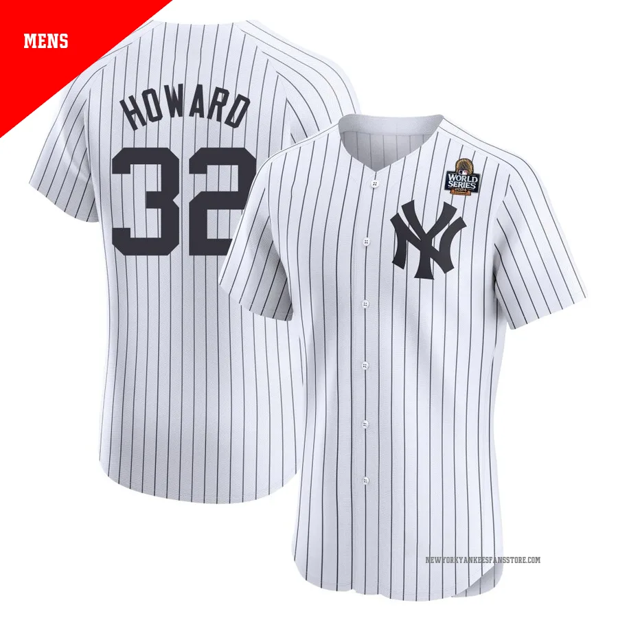 Men's New York Yankees Elston Howard ＃32 White Elite Home 2024 World Series Jersey
