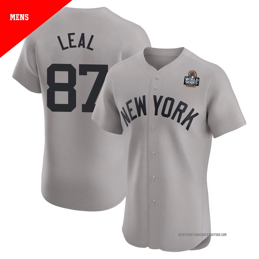 Men's New York Yankees Erick Leal ＃87 Gray Elite Road 2024 World Series Jersey