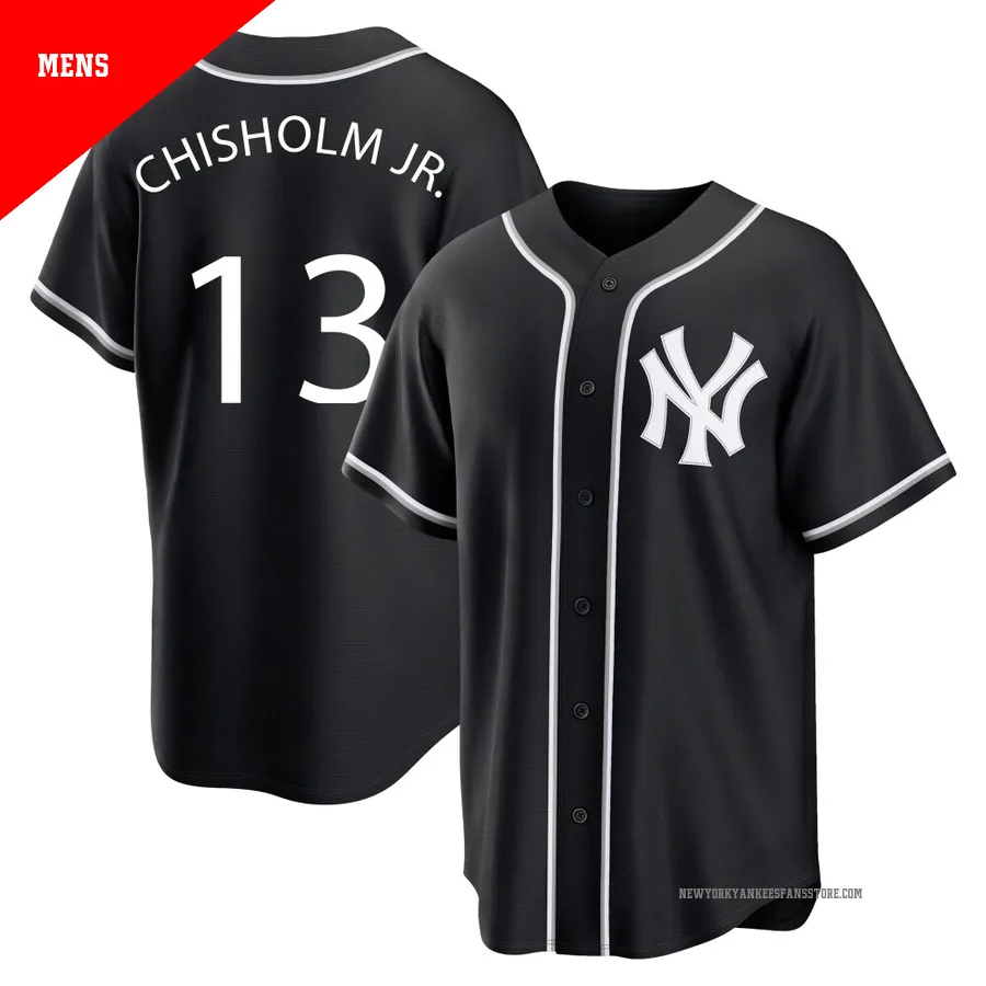 Men's New York Yankees Jazz Chisholm Jr. ＃13 Black Replica Fashion Out Jersey