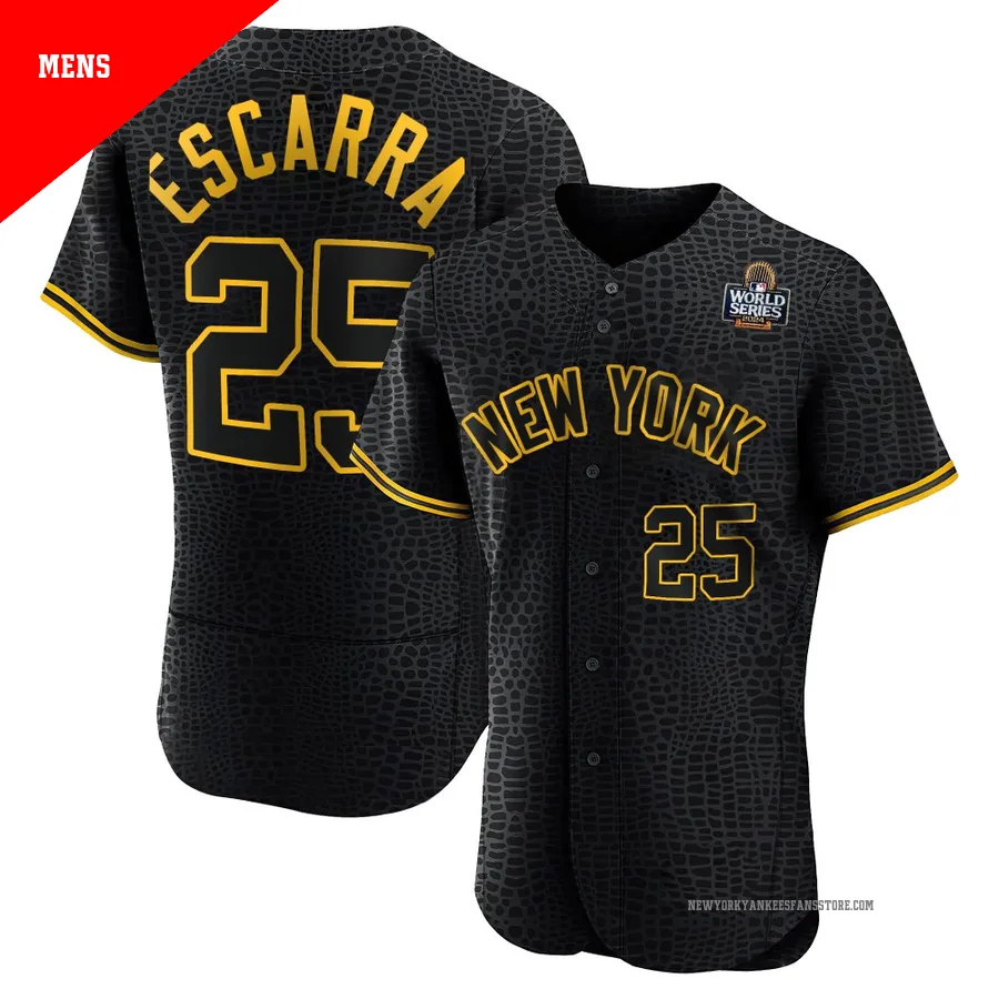 Men's New York Yankees J.C. Escarra ＃25 Black Authentic Snake Skin City 2024 World Series Jersey