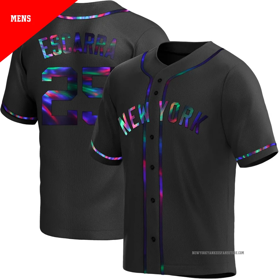 Men's New York Yankees J.C. Escarra ＃25 Black Replica Holographic Alternate Jersey