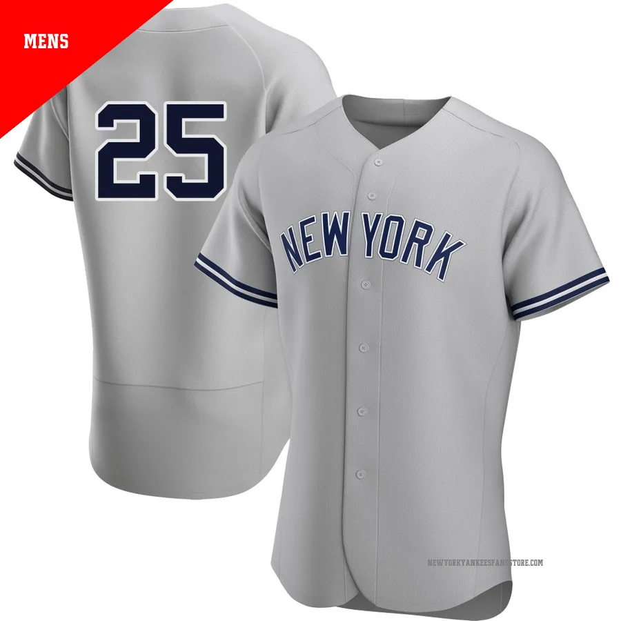 Men's New York Yankees J.C. Escarra ＃25 Gray Authentic Road Jersey