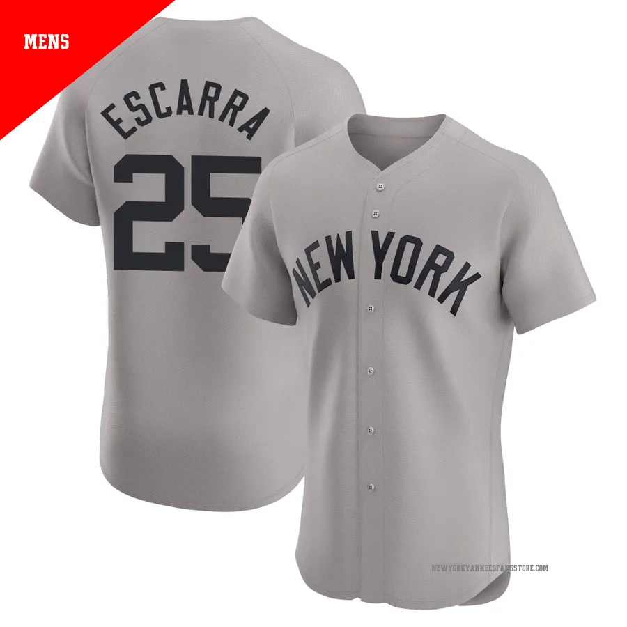 Men's New York Yankees J.C. Escarra ＃25 Gray Elite Road Jersey