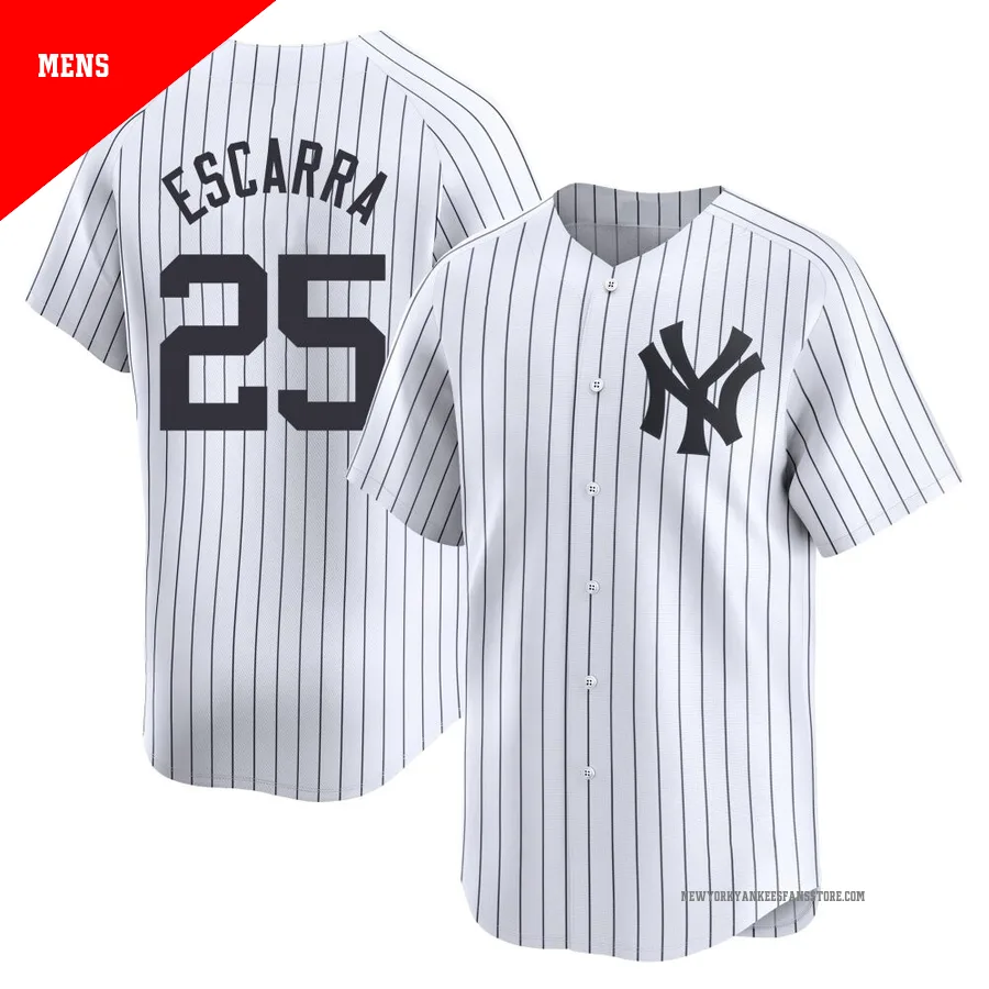 Men's New York Yankees J.C. Escarra ＃25 White Limited Yankee Home Jersey