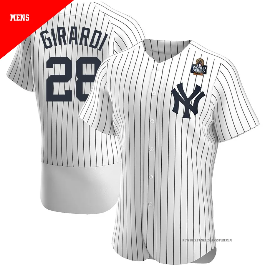 Men's New York Yankees Joe Girardi ＃28 White Authentic Home 2024 World Series Jersey