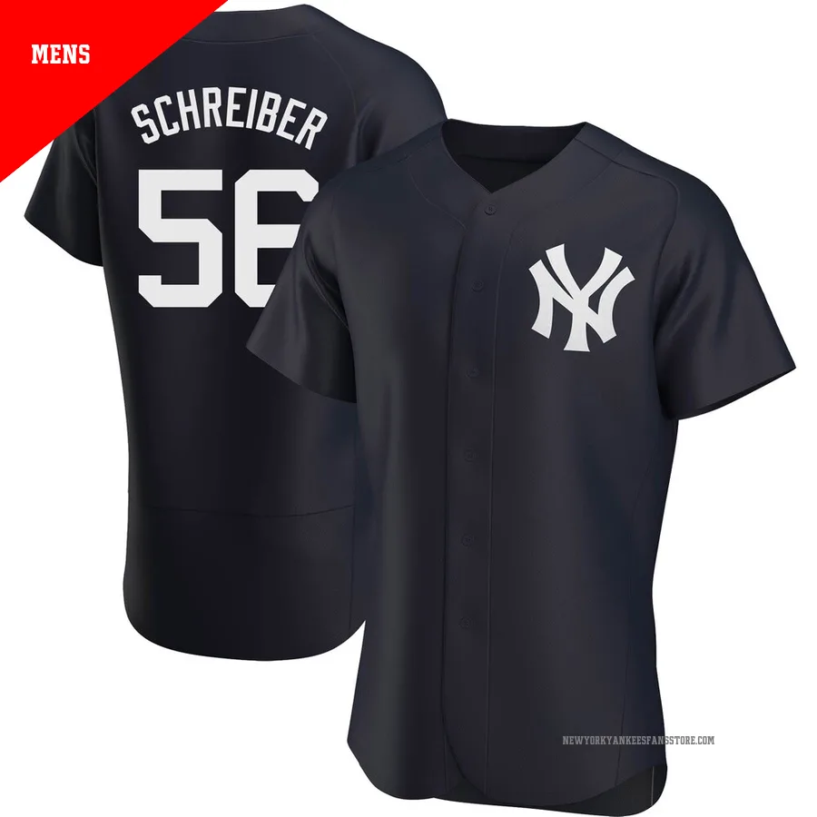 Men's New York Yankees John Schreiber ＃56 Navy Authentic Alternate Jersey