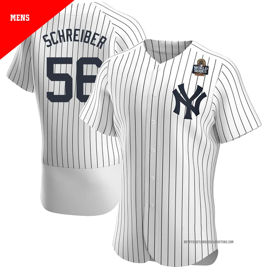 Men's New York Yankees John Schreiber ＃56 White Authentic Home 2024 World Series Jersey