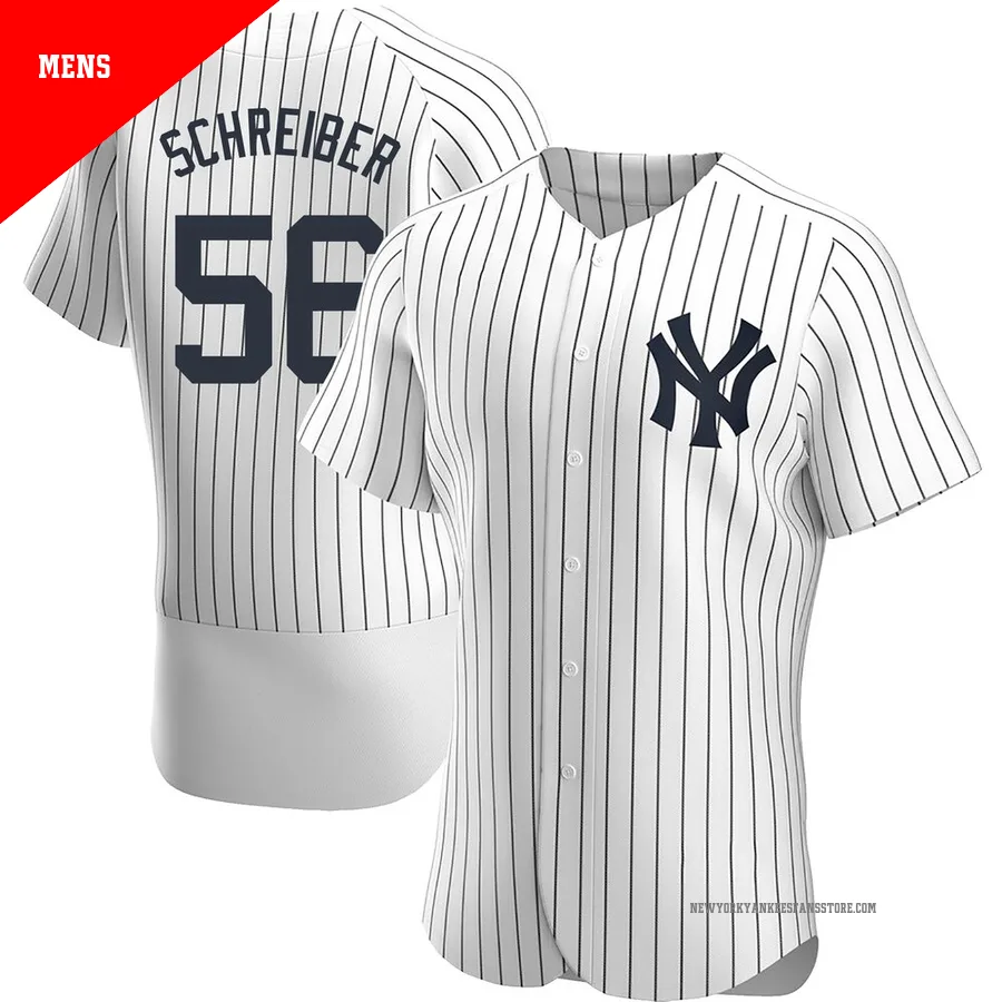 Men's New York Yankees John Schreiber ＃56 White Authentic Home Jersey