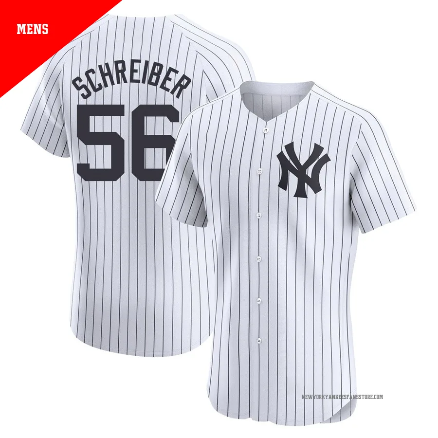 Men's New York Yankees John Schreiber ＃56 White Elite Home Jersey