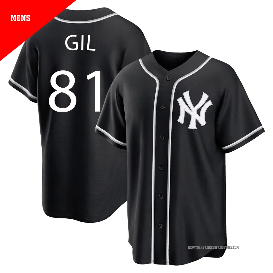 Men's New York Yankees Luis Gil ＃81 Black Replica Fashion Out Jersey