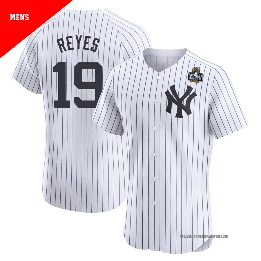 Men's New York Yankees Pablo Reyes ＃19 White Elite Home 2024 World Series Jersey