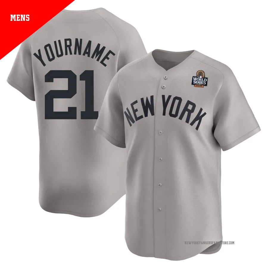 Men's New York Yankees Paul O'Neill ＃21 Gray Limited Away 2024 World Series Jersey