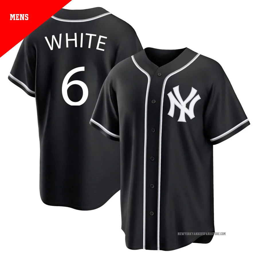Men's New York Yankees Roy White ＃6 Black Replica Fashion Out Jersey
