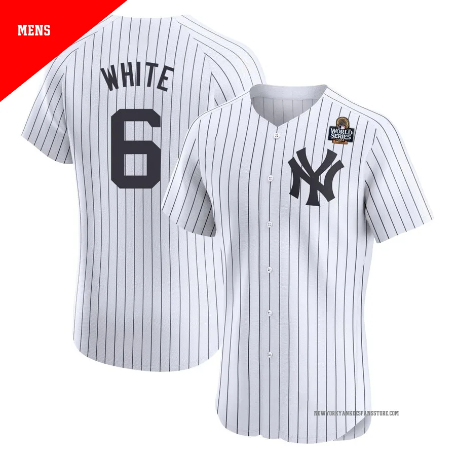 Men's New York Yankees Roy White ＃6 White Elite Home 2024 World Series Jersey