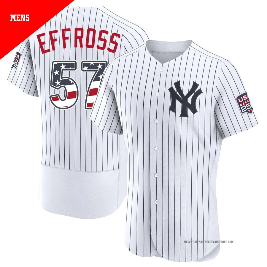 Men's New York Yankees Scott Effross ＃57 White Authentic USA 250 Fourth Of July Home Stadium Jersey