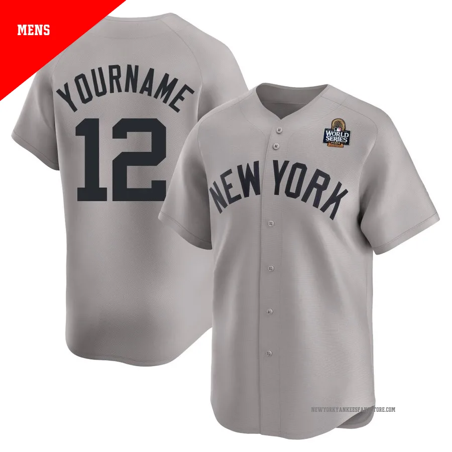 Men's New York Yankees Wade Boggs ＃12 Gray Limited Away 2024 World Series Jersey