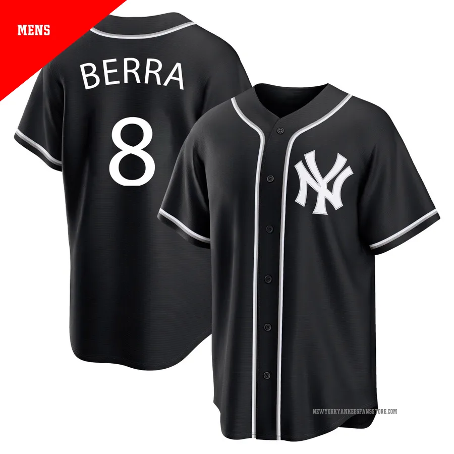 Men's New York Yankees Yogi Berra ＃8 Black Replica Fashion Out Jersey