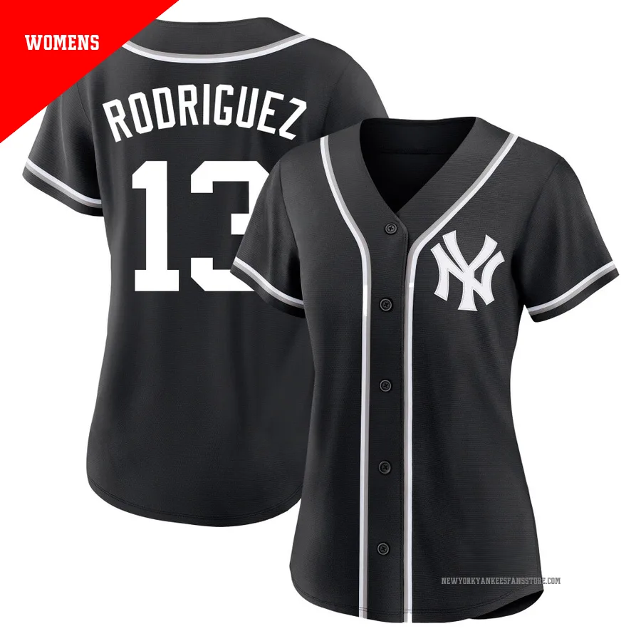 Women's New York Yankees Alex Rodriguez ＃13 Black Replica Fashion Out Jersey