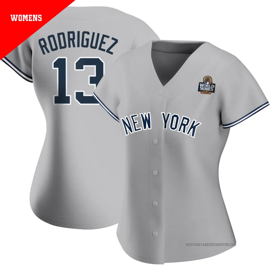 Women's New York Yankees Alex Rodriguez ＃13 Gray Authentic Road Name 2024 World Series Jersey