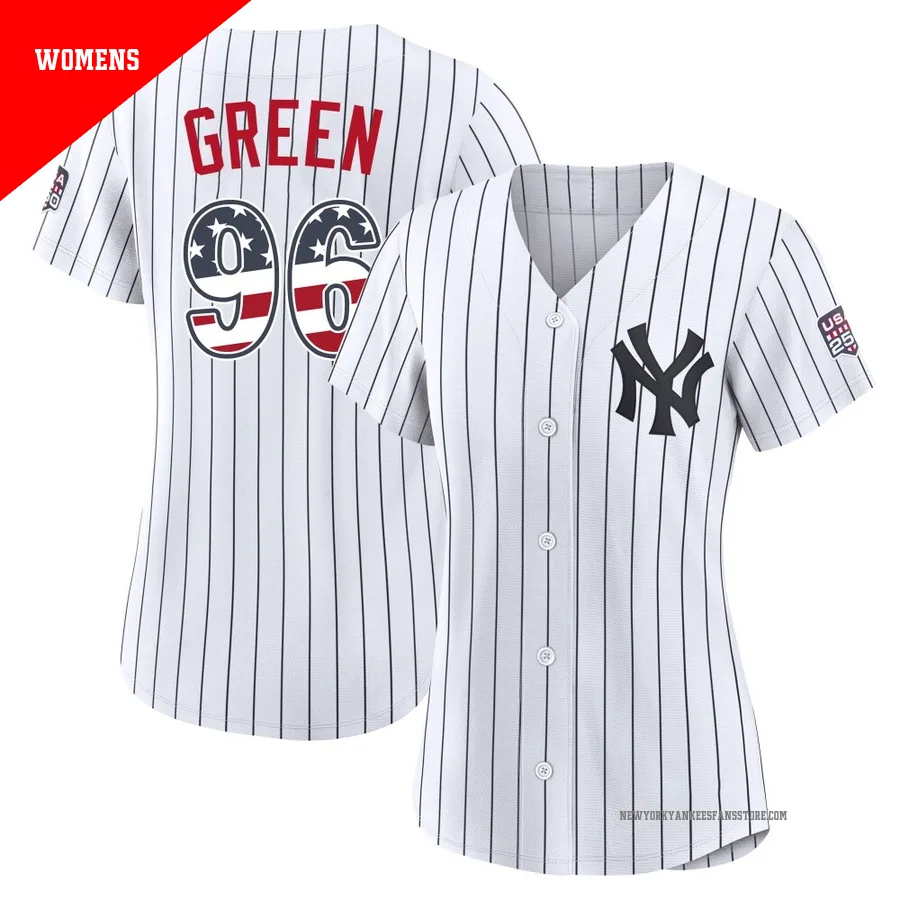 Women's New York Yankees Austin Green ＃96 White Limited USA 250 Fourth Of July Home Stadium Jersey