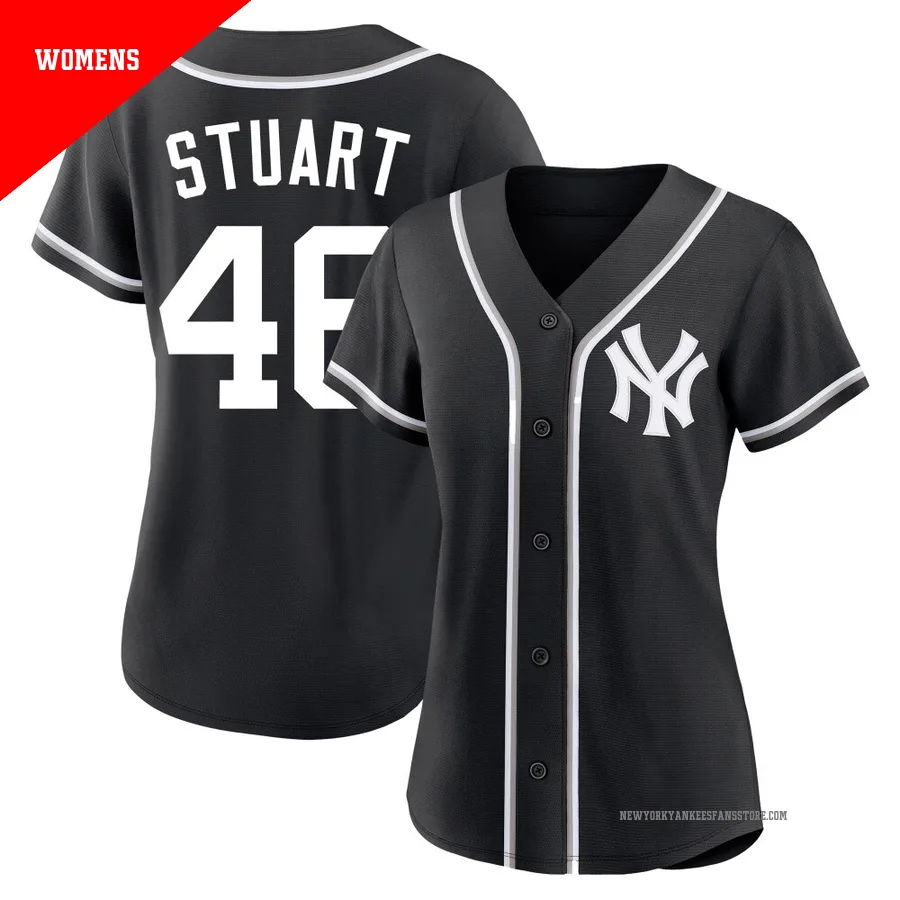 Women's New York Yankees Baron Stuart ＃46 Black Replica Fashion Out Jersey