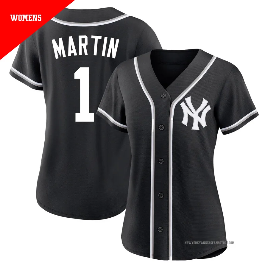 Women's New York Yankees Billy Martin ＃1 Black Replica Fashion Out Jersey