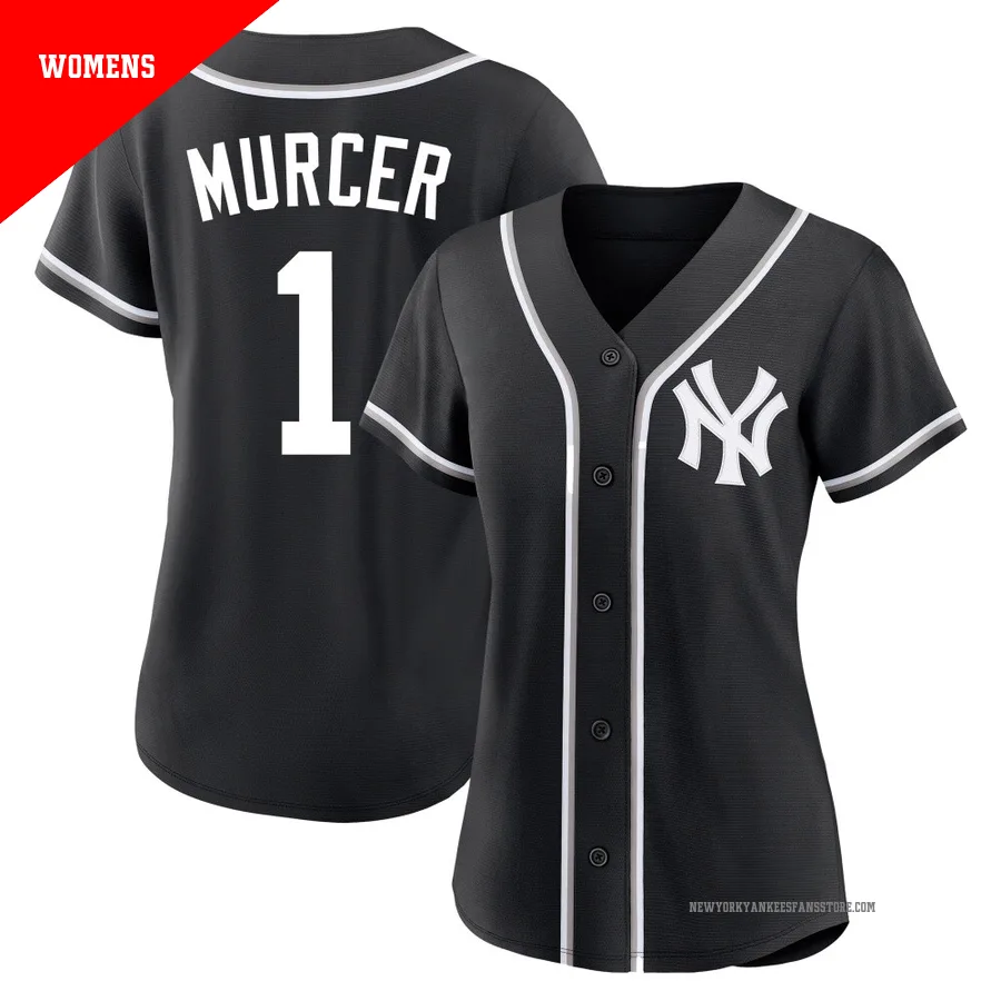 Women's New York Yankees Bobby Murcer ＃1 Black Replica Fashion Out Jersey