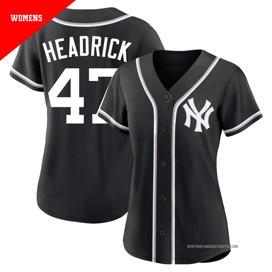 Women's New York Yankees Brent Headrick ＃47 Black Replica Fashion Out Jersey