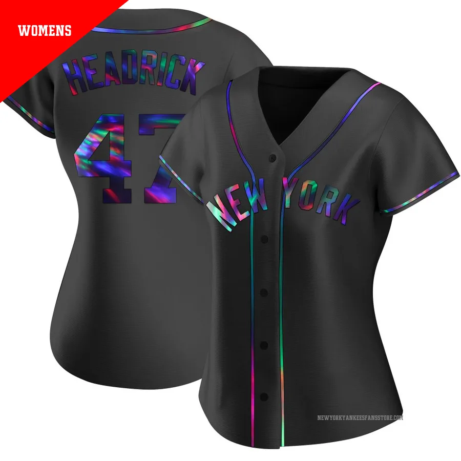 Women's New York Yankees Brent Headrick ＃47 Black Replica Holographic Alternate Jersey