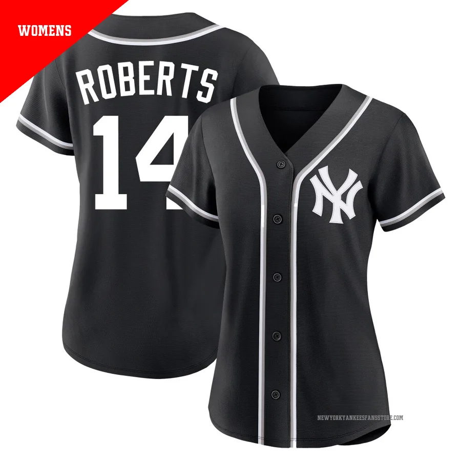Women's New York Yankees Brian Roberts ＃14 Black Replica Fashion Out Jersey