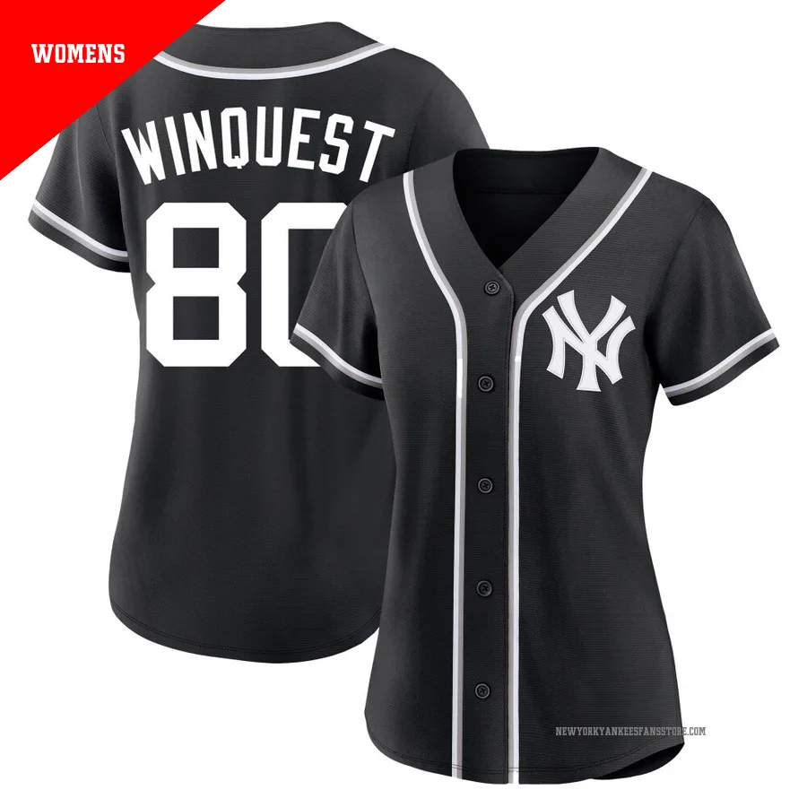 Women's New York Yankees Cade Winquest ＃80 Black Replica Fashion Out Jersey