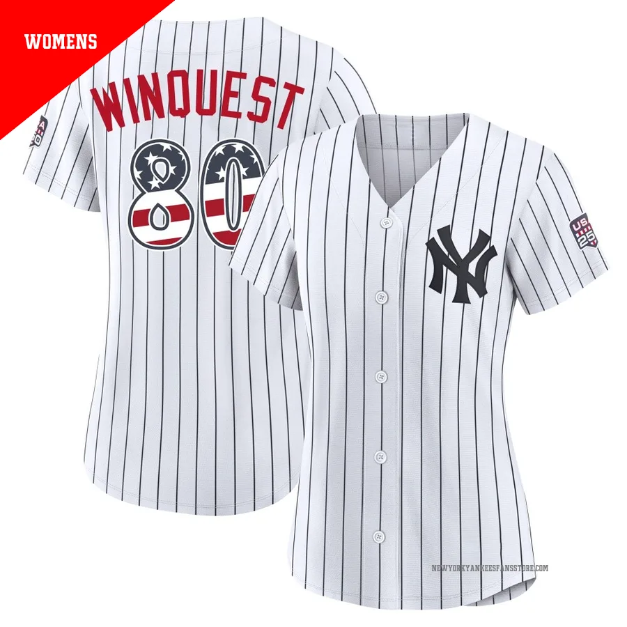 Women's New York Yankees Cade Winquest ＃80 White Limited USA 250 Fourth Of July Home Stadium Jersey