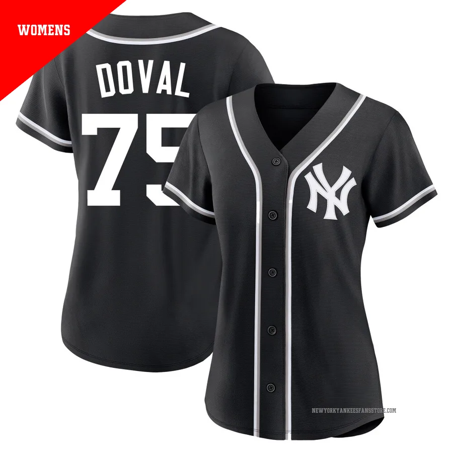 Women's New York Yankees Camilo Doval ＃75 Black Replica Fashion Out Jersey