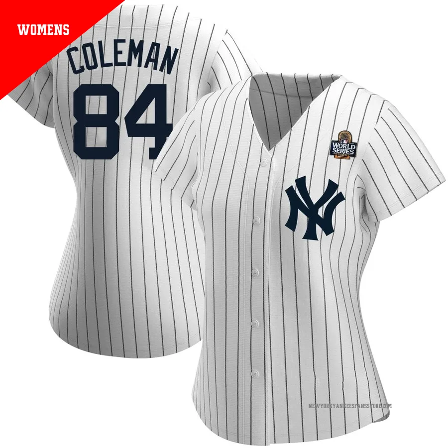 Women's New York Yankees Carson Coleman ＃84 White Replica Home Name 2024 World Series Jersey