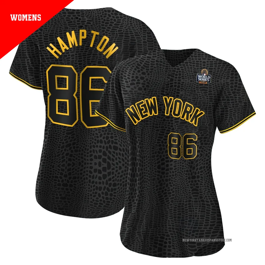 Women's New York Yankees Chase Hampton ＃86 Black Replica Snake Skin City 2024 World Series Jersey
