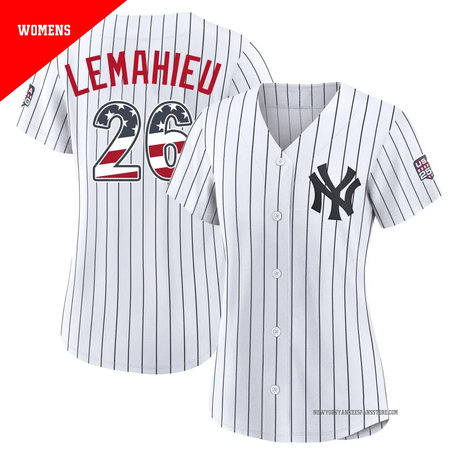 Women's New York Yankees DJ LeMahieu ＃26 White Limited USA 250 Fourth Of July Home Stadium Jersey