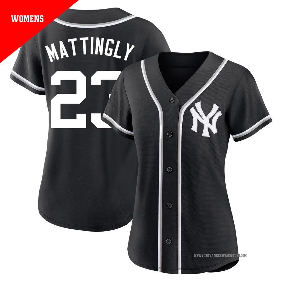 Women's New York Yankees Don Mattingly ＃23 Black Replica Fashion Out Jersey