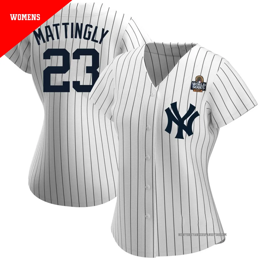 Women's New York Yankees Don Mattingly ＃23 White Replica Home Name 2024 World Series Jersey