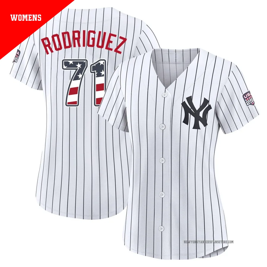 Women's New York Yankees Elmer Rodriguez ＃71 White Limited USA 250 Fourth Of July Home Stadium Jersey
